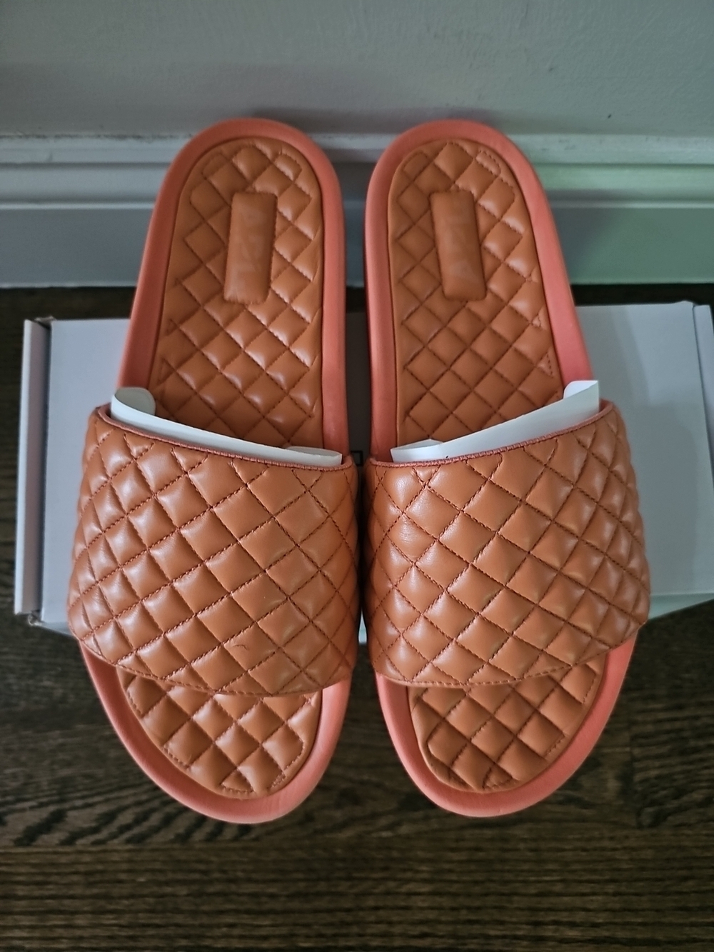APL Lusso Slide In Terracotta Quilted Mens Luxury Leather Recovery Sandals Sz 12